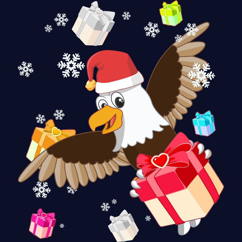 Junior's Design By Humans Santa American Bald Eagle Christmas T-Shirt By thebeardstudio T-Shirt, 2 of 4