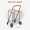SKRAN Folding Shopping Cart, Jumbo Grocery Utility Cart with Double Baskets, Grocery Cart with Wheels for Shopping Groceries Laundry Storage Organizer - 3 of 4