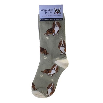 Novelty Socks 14.0" Basset Hound Happy Tails Socks Premium Quality E & S Pet  -  Socks