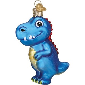 Old World Christmas Glass Blown Ornament A Roarable Tyrannosaurus - 1 of 4