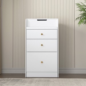 MAYEERTY Small White Vanity Desk with Mirror & Chair, Makeup Table with Drawers, Space-Saving Dressing Set for Girls Bedroom/Living Room - 1 of 4