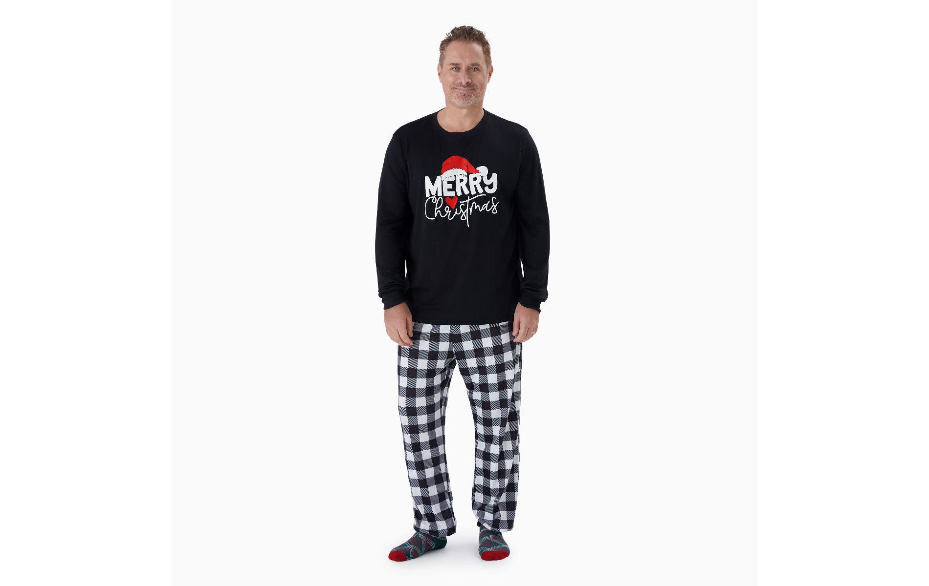 PATPAT Christmas Pajamas for Family Matching Sets Funny Glow In Dark Long Sleeve Plaid Couples Sleepwear Sets