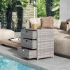 Outsunny Patio Wicker Pool Cabinet, PE Rattan Storage Cabinet Organizer, Outdoor Towel Rack for Pool with 3 Large Drawers - image 2 of 4