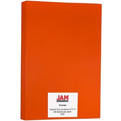 JAM Paper Ledger 65lb Colored Cardstock Tabloid Size 11 x 17 Orange Recycled 16728492