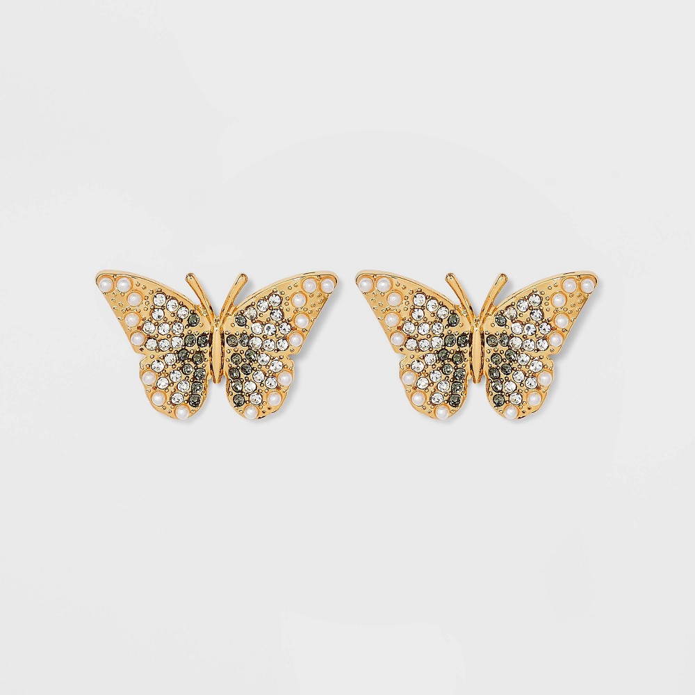 Photos - Earrings SUGARFIX by BaubleBar Crystal Wings Butterfly Stud Statement  - Go
