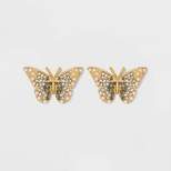 SUGARFIX by BaubleBar Crystal Wings Butterfly Stud Statement Earrings - Gold