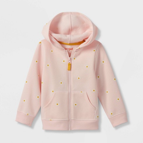 Toddler Girls' Printed Fleece Zip-Up Hoodie - Cat & Jack™ Pink 4T