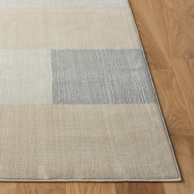 Grey and Beige Abstract Square Hand-knotted Area Rug