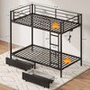 Greenstell Metal Bunk Bed Full Over Full Bed Frame with Storage Drawers & Charging Station and  LED Light ,with Safety Guardrail & Ladders Black - 2 of 4