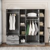 6 Doors Wooden Dat Armoire Closet With Shelves And 2 Drawers,Armoire Wardrobe With Side Storage Shelves,Wardrobe Closet -Maison Boucle - 2 of 4