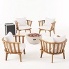 Christopher Knight Home Flagler Outdoor Acacia Wood 5 Piece Club Chair and Fire Pit Set with Cushions, Teak/White - 3 of 4