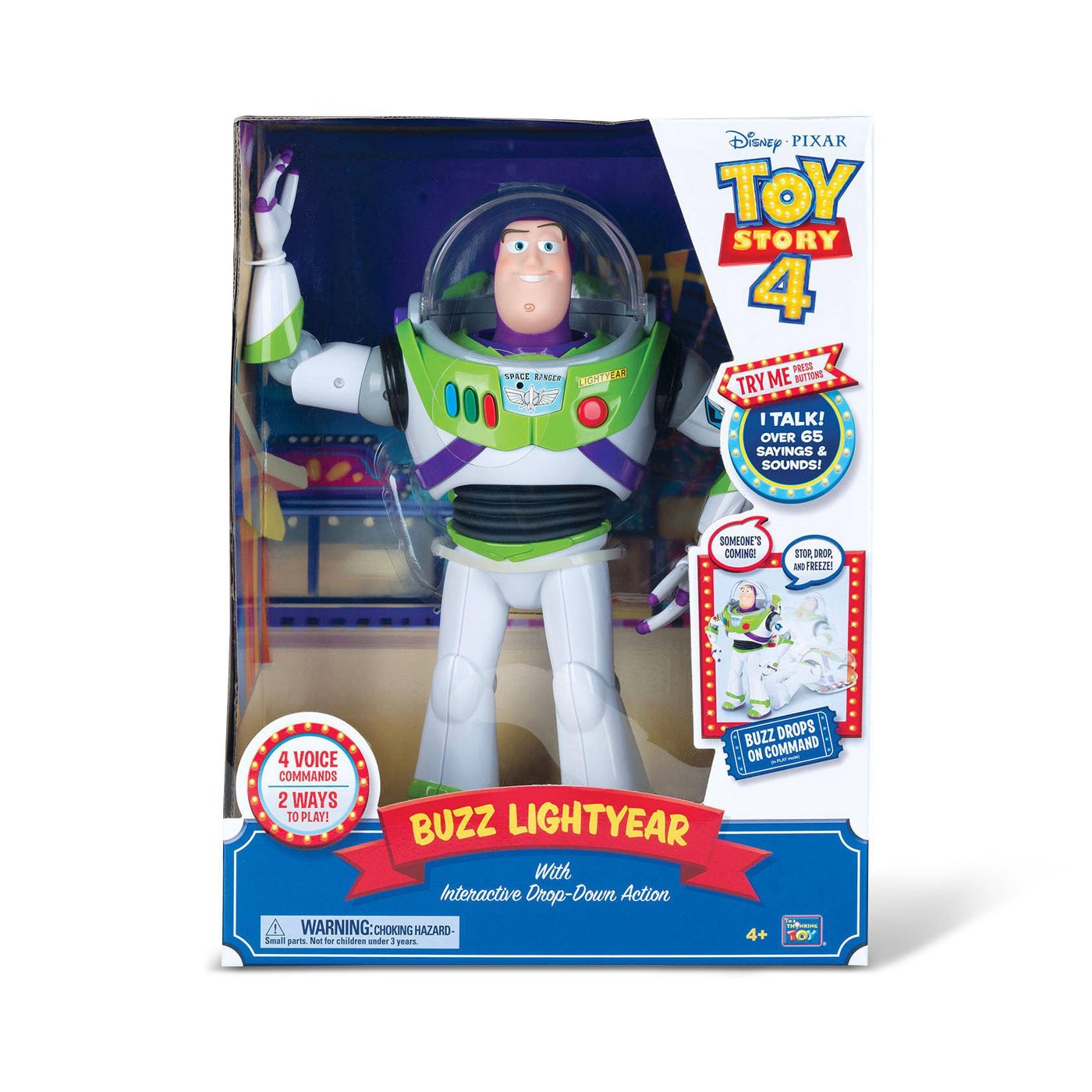 Disney Pixar Toy Story 4 Buzz Lightyear with Interactive Drop-Down Action