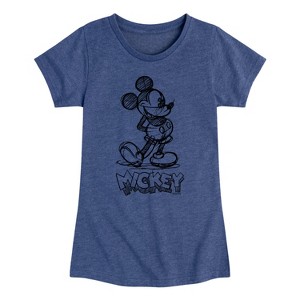 Girls' - Disney - Mickey Sketch Fitted Short Sleeve Graphic T-Shirt - 1 of 4