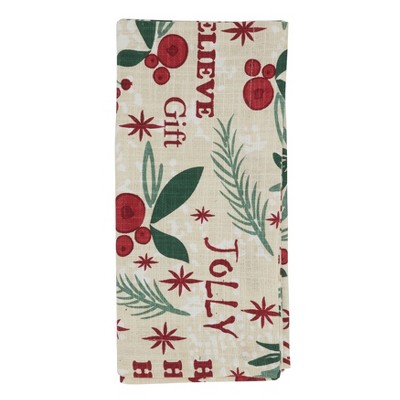 Saro Lifestyle Holly Christmas Cotton Dinner Napkins (Set of 4)
