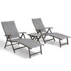 Crestlive Products 3PC Outdoor Aluminum Adjustable Folding Chaise Lounge Chairs and Foldable Side Table Set - 2 of 4