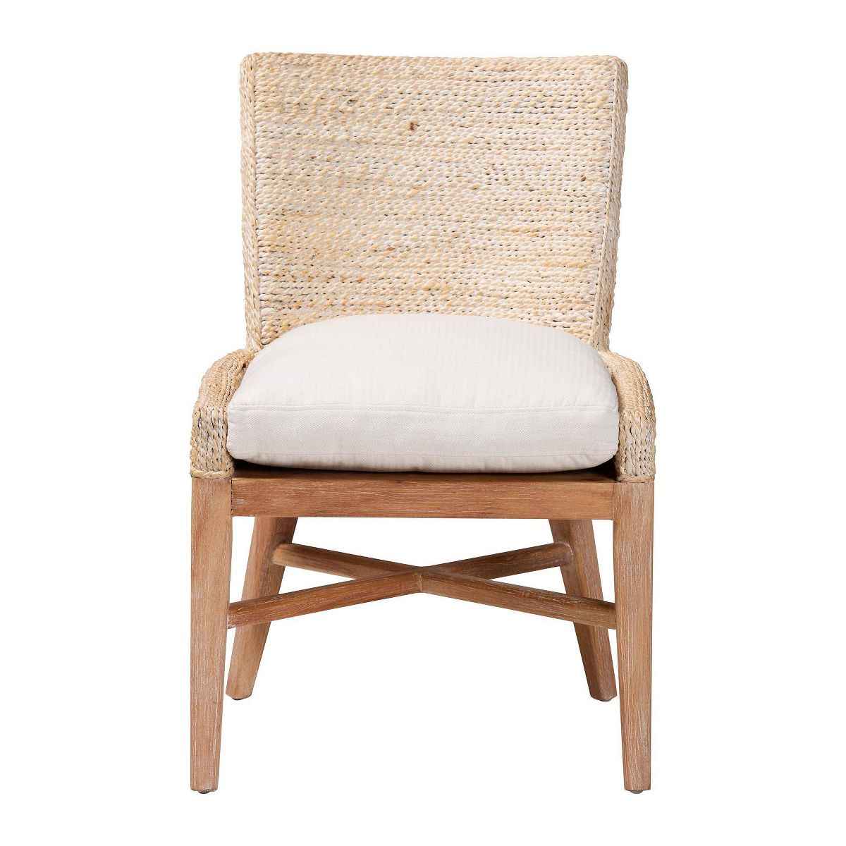 bali & pari Ridley Seagrass Dining Chair with Mahogany Wood Frame White Wash - thumbnail 7