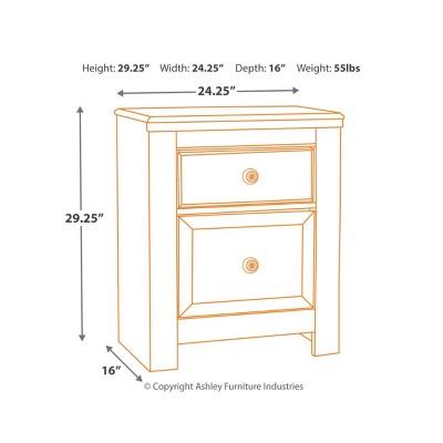 Charming French Country Whitewash 2-Drawer Nightstand with USB Charging