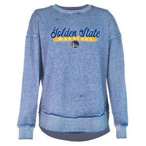 NBA Golden State Warriors Women's Burnout Crew Neck Fleece Sweatshirt - 1 of 4
