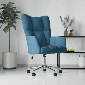 vidaXL Relaxing Chair Blue Velvet - 1 of 4