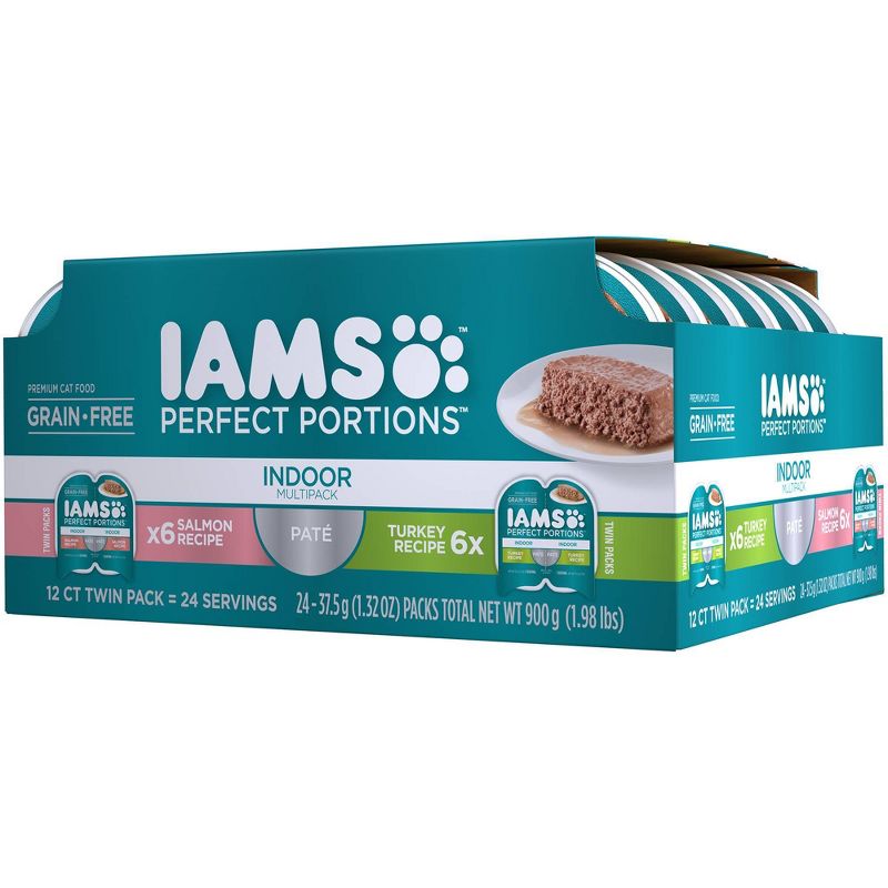 IAMS Perfect Portions Grain Free Indoor Pat&#233; Salmon &#38; Turkey Recipes Premium Wet Cat Food - 2.6oz/12ct Variety Pack, 5 of 6