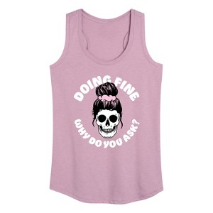 Women's - Instant Message - Doing Fine Why Do You Ask Graphic Racerback Tank - 1 of 4