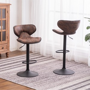 DOMETOUR Adjustable Swivel Barstool with Chrome Base Set of 2 - 1 of 4