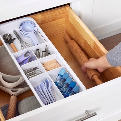 YouCopia DrawerFit Sliding Tray: White Kitchen Cabinet Organizer, Utensil Storage, ABS Material, 15"x7.1"x2" — фото 7