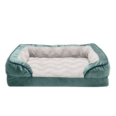 Celadon Green Medium Orthopedic Velvet Sofa Pet Bed