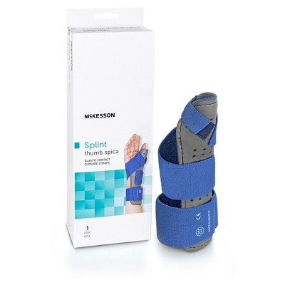 McKesson Hook and Loop Strap Wrist Splint with Thumb Spica for Left Hand 155-79-87114