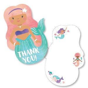 Big Dot of Happiness Mermaid Thank You Cards with Envelopes, Flat Mermaid Birthday Party Blank Thank You Note Cards, Set of 12 - 1 of 4