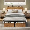 Full Size Bed Frame with Wood Headboard Metal Platform Bed with 2 Storage Drawers Shelf Built in Charging Station LED Lights No Box Spring Needed - 2 of 4
