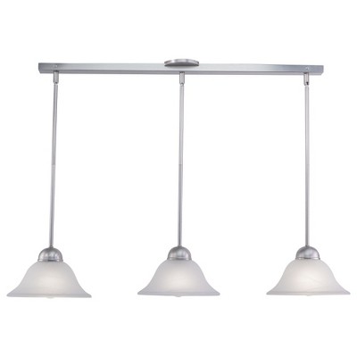 Sophisticated Brushed Nickel Linear Chandelier with Alabaster Glass Shades