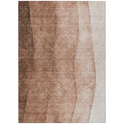 Brown Beige And Chocolate Ombre Washable Indoor Outdoor Area Rug