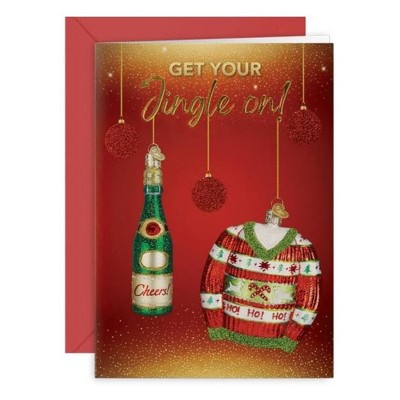 Old World Christmas Ornament Christmas Card, Jingle On, 7" x 5"