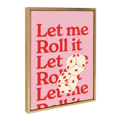 Kate & Laurel All Things Decor 18"x24" Let Me Roll It Pink Red Framed Canvas by Alli Standefer Bright Gold