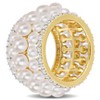 EVERLY JEWELRY  |   Yellow Plated Sterling Silver 1 3/5 CT TGW Created White Sapphire And White Freshwater Cultured Pearl Fashion Ring - 2 of 4