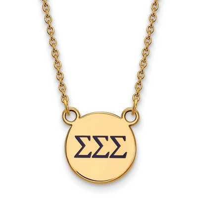 Black Bow Jewelry 14k Yellow Gold Plated Sterling Silver Sigma Sigma Sigma Greek Life Necklace 18 Inch