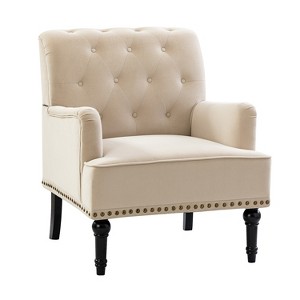 Bonifacio Contemporary Velvet button-tufted back Armchair with Nailhead Trim | Karat Home - 1 of 4