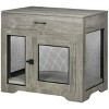 Indoor Wooden Dog Crate Furniture with Cushion and Drawer,End Table Style Kennel with 2 Doors for Small to Medium Dogs – LAOTIES - 4 of 4