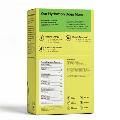 Magna Hydration Electrolyte Mix Stick Pack Dietary Supplement Vegan Powder - Lemon Lime - 10ct: Magnesium 210mg, Sugar-Free, Gluten-Free