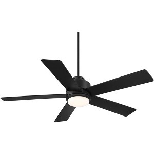 Casa Vieja 52" Grand Palm Modern Indoor Outdoor Ceiling Fan 5 Blade LED Light Remote Control Matte Black Finish Wood Blades Bedroom Patio Damp Rated - 1 of 4
