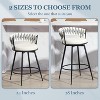 DYHOME Swivel Bar Stools Set of 2, 24" Counter Height Kitchen Stools with Back, Suede & Woven Backrest, 360° Roating Metal Frame Barstools - 3 of 4