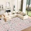 Jojoka Washable Area Rugs, Boho Floral Soft Rugs for Living Room, Non Slip Low Pile Carpet for Bedroom Dining Room Nursery Hallway - 3 of 4