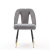 Akoasm Set of 2 Modern Velvet Upholstered Dining Chair with Nailheads and Gold Tipped Black Metal Legs For Dining Room & Kitchen-Gray - 3 of 4