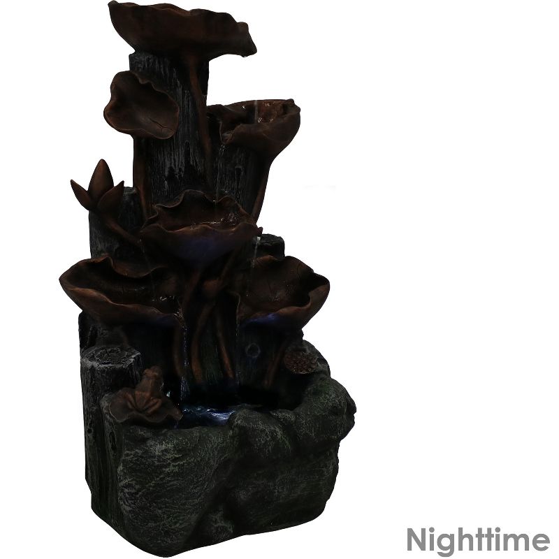 Sunnydaze Outdoor Solar Powered Tiered Driftwood and Flourishing Stem Rock Fountain with LED Light - 29", 5 of 17