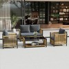 SKRAN New Comming Outdoor Patio Brown PE Wicker Sofa Set   with Grey Cushion for Backyard Poolside Garden - 2 of 4