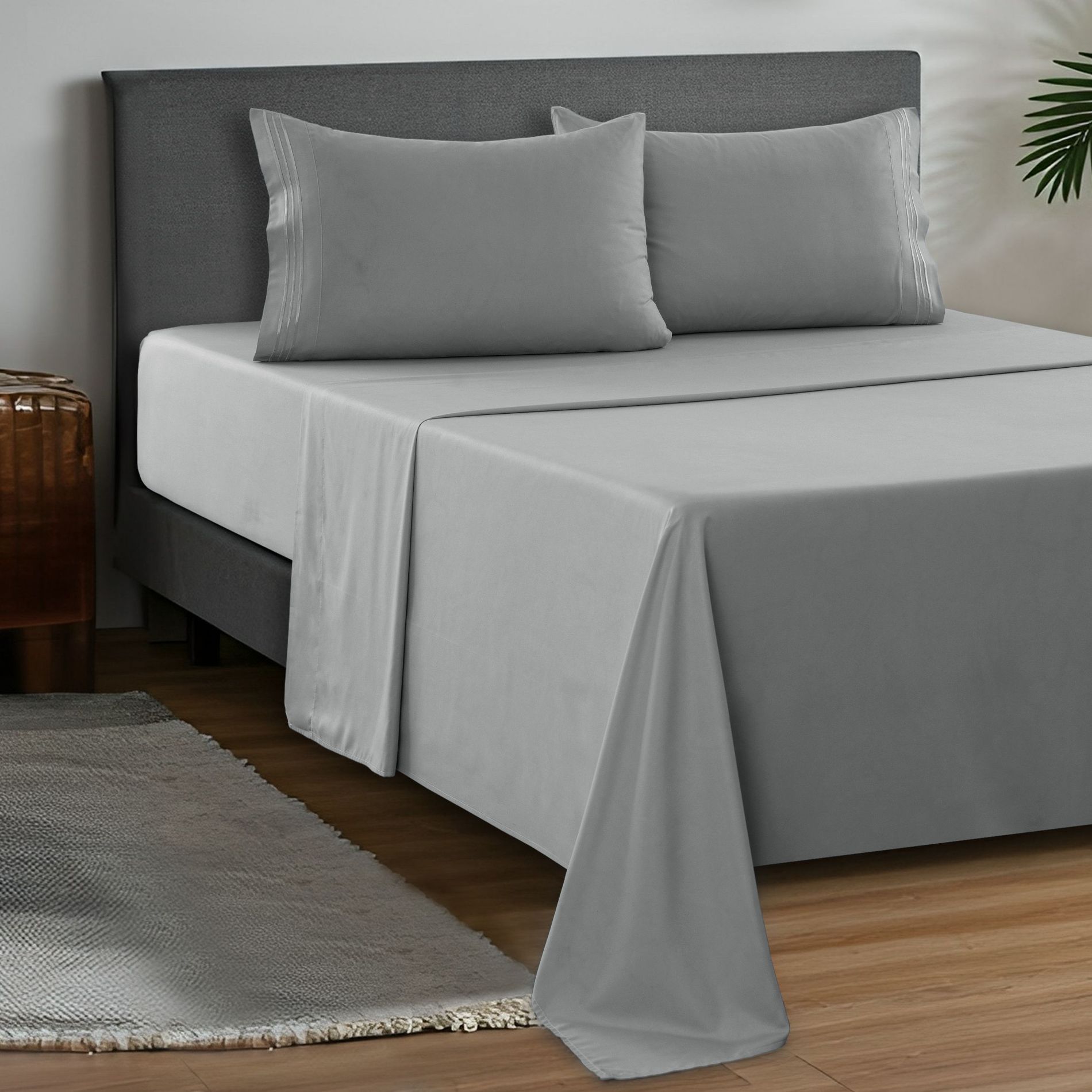 Solid 4 Piece Sheet Set Easy Care Ultra Soft Brushed Microfiber Bedding Deep Pocket Bed Sheets with Pillowcases  - Lux Decor Collection