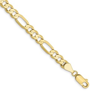Black Bow Jewelry 10k Yellow Gold 5.25mm Light Concave Figaro Chain Anklet, 9 Inch - 1 of 4