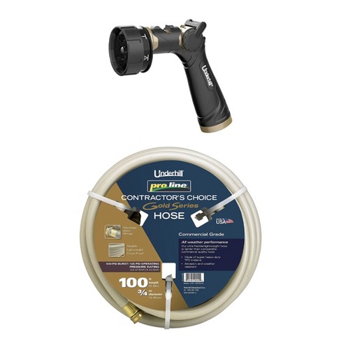 Underhill H75-100pro-g Proline Gold Series Ultra Flexible 3/4 Inch X 100  Foot Heavy Duty Tpe Garden Water Hose With 500 Psi And Brass Fittings :  Target