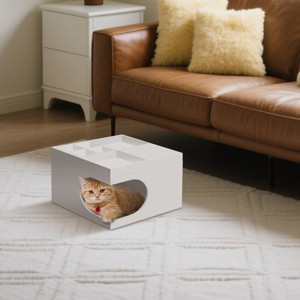 Modern Cat House Side Table with Hidden Bed,Space Saving Pet Furniture for Living Room or Bedroom-LAOTIES - 1 of 4
